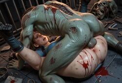 3d ai_generated ass biohazard blood_on_body dirty_body empty_eyes jill_valentine mating_press sex zombie