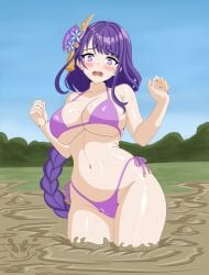 breasts female female_only genshin_impact grenadier211 mud quicksand raiden_shogun solo tagme