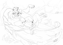 anthro disney furry lynx_girl_(artist) monochrome penis pussy rape restrained sarabi scar tagme testicles the_lion_king