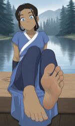 1girl ai_generated avatar_the_last_airbender barefoot feet female katara nickelodeon soles toenails toes