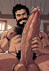 ai ai_generated arturo_santiago balls bara beard beefy black_hair chest_hair civitai cock daddy dilf facial_hair gay hairy hairy_body hairy_chest hairy_male handjob huge_cock large_penis male male_focus male_masturbation male_only masturbation motion_lines moustache muscular muscular_male nude penis seductive smirk solo_male tan_skin the_casagrandes the_loud_house veiny_penis