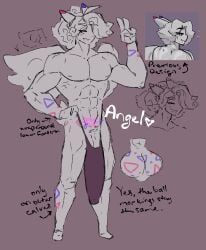 angel_(shewiff) anthro bulge_through_clothing cock_bulge design_sheet freckles muscular muscular_male pokemon pokemon_(species) pokemon_dppt redesign sherbetdraws shewiff togekiss winged_humanoid wings