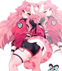 ass_focus from_behind hololive large_ass large_breasts looking_back nose_blush one_arm_up raora_panthera seductive seductive_look seductive_pose sideboob virtual_youtuber zoom_layer