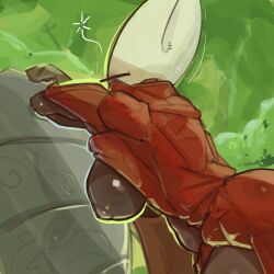 1girls 2_horns alternate_body_type alternate_breast_size arthropod artist_name big_ass big_breasts big_butt black_body black_skin breasts bug bug_girl female female_only hollow_knight hollow_knight:_silksong hornet_(hollow_knight) large_ass large_breasts large_butt partb_(artist) silksong