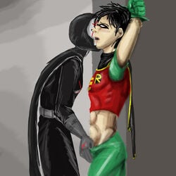 2boys batman_(series) dc dc_comics dick_grayson gay human human_only male male/male male_only multiple_males red_x robin_(dc) robin_(dick_grayson) robin_(teen_titans) tagme teen_titans yaoi