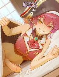 1futa 2025 2boys ai_generated artist_name bare_shoulders blush buttons cock cum cum_string dick ejaculation erection futanari genderswap_(ftm) hair_ribbon hat heterochromia hi_res high_quality high_resolution highres hololive houshou_marine leotard leotard_under_clothes long_hair looking_at_viewer lying medium_hair multicolored_hair multiple_boys multiple_penises novalust on_bed patreon patreon_username penis phimosis pirate_hat red_eyes red_hair red_ribbon ribbon sleeveless smile stable_diffusion testicles twintails virtual_youtuber vtuber watermark yellow_eyes