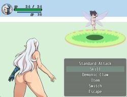 2girls ass axlcrow1 battle breasts completely_naked completely_naked_female completely_nude completely_nude_female demonherd elf elf_ears elf_female elf_girl facing_away fairy fairy_girl female fully_naked fully_naked_female fully_nude fully_nude_female gameplay gameplay_mechanics gameplay_screenshot gloria_(demonherd) hp_bar long_hair long_white_hair naked naked_female nude nude_female options purple_eyes pussy screencap small_body small_boobs small_breasts small_female tagme vagina video_game_character video_games white_hair