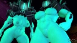 2girls big_breasts breasts breasts_out coot27 cyan_body female female_only machine mechanical mindflayer_(ultrakill) nude pussy ultrakill