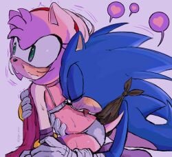 amy_rose back bare_back blue_fur blue_hair blush bra dress_pull embarrassed gloves green_eyes hairband licking_back loli lying medium_hair nervous panties pink_fur pink_hair pupu_san01 purple_socks romantic scarf sega sitting socks sonamy sonic_(series) sonic_boom_(series) sonic_the_hedgehog tail tongue white_bra white_panties