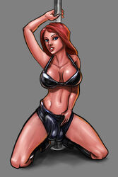 1futa alter_ego barretxiii boots bra breasts bulge cameltail cleavage dancer dickgirl fury/candy futa_only futanari intersex large_breasts light_skin orange_hair penis penis_in_panties pole pole_dancer red_hair shorts solo solo_futa stripper stripper_pole testicles testicles_in_panties