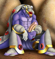 abs armadillo armored_armadillo capcom cum cum_in_mouth dracovar furry furry_only gay genitals male male_only masturbation mega_man mega_man_x muscles muscular muscular_male penis purple_fur reploid robot solo_male uncut video_games