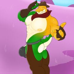 1boy 1male 2024 abs anthro anthro_focus anthro_only anthro_solo ass ass bulge bulge_through_clothing clothed clothing crocodile crocodilian crocodylid digital_drawing_(artwork) digital_media_(artwork) fingerless_gloves gloves gummigoo_(the_amazing_digital_circus) gummy_(food) gummy_creature hat headgear headwear kelsdungeon living_candy living_food looking_at_viewer looking_back looking_back_at_viewer male male_anthro male_focus male_only muscle muscles muscular muscular_anthro muscular_male navel nipples pecs pectorals penis penis_outline reptile reptile_humanoid solo solo_anthro solo_focus solo_in_panel solo_male solo_male spikes spikes_(anatomy) the_amazing_digital_circus thong