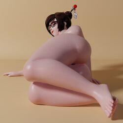 1girls 2024 3d 3d_(artwork) anus anus_peek asian ass barefoot blender blizzard_entertainment brown_eyes brown_hair chubby chubby_female curvy fat_ass female glasses huge_ass laying_down light_skin light_skinned_female looking_at_viewer looking_back mei_(overwatch) naughty_face nude nude_female overwatch overwatch_2 ponytail shimshimakaze simple_background solo thick_thighs wide_hips