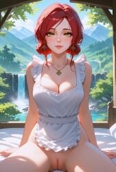 ai_generated breasts cvxxxart female light-skinned_female looking_at_viewer pussy red_hair solo the_witcher_(series) the_witcher_3:_wild_hunt triss_merigold