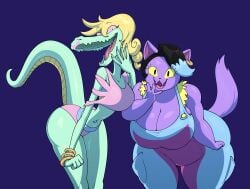 2girls anthro bratty_(undertale) catty_(undertale) daredemon7000 female female_focus female_only tagme undertale