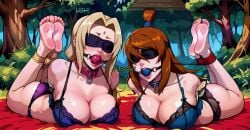 2girls ai_generated ball_gag blindfold bondage bra choker deviantart deviantart_link deviantart_username female gag gagged gener-ai hogtie hogtied lingerie lingerie_only mei_terumi naruto naruto_(series) naruto_shippuden oral oral_training submissive_female tied tied_arms tied_hands tied_legs tied_up tsunade