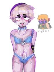 bikini bow bra brawl_stars buster_(brawl_stars) choker cum digital_media_(artwork) femboy gay gus_(brawl_stars) lingerie male_only panties penis tongue_out