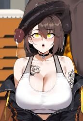 1boy 1girls ai_generated ass azur_lane baltimore_(azur_lane) big_breasts breasts creamy_ai dark-skinned_male female female_focus female_only hips huge_ass huge_breasts huge_cock large_breasts light-skinned_female looking_at_viewer male navel short_hair tattoos thick_thighs thighs wide_hips