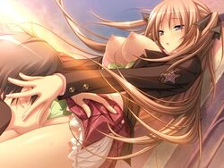 anna_(mirai_nostalgia) bra breasts cunnilingus game_cg hair long_hair mirai_nostalgia nipples oral panties skirt underwear uniform