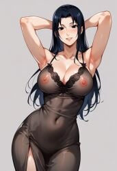 1girls ai_generated ambiguous_background arms_behind_back arms_behind_head arms_up babydoll big_breasts black_eyes black_hair blush breasts busty cowboy_shot curvaceous curvy curvy_body curvy_female curvy_figure female female_focus hourglass_figure huge_breasts junonboy large_breasts lingerie lingerie_only mature mature_female mature_woman milf mommy_kink nai_diffusion naruto naruto_(classic) naruto_(series) naruto_shippuden nightgown nipples nipples_visible_through_clothing no_bra no_bra_under_clothes oppai pinup plain_background pose posing posing_for_the_viewer revealing_clothes see-through see-through_clothing simple_background skimpy skimpy_clothes smile solo solo_focus stable_diffusion uchiha_mikoto visible_nipples wide_hips