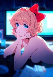 ai_generated doki_doki_literature_club just_sayori naked reallover red_bow sayori_(doki_doki_literature_club) solo tagme