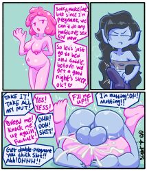 1girls 3_panel_comic 3koma adventure_time arm_behind_back backsack balls barely_covered_breasts belly belly_button bite_mark blightstar breasts breeding_request candy_hair canon_couple cartoon_network closed_eyes clothed comic convinced cum_in_pussy cum_inside dialogue dirty_talk double_pregnancy erection erection_under_clothes feet female frustrated futa futanari impregnation_request intersex long_hair marceline mating_press navel open_mouth penis pink_body pink_hair pointy_ears pregnant pregnant_sex princess_bubblegum refusal sagging_breasts sigh sparkles speech_bubble standing vaginal vaginal_penetration vampire warner_brothers