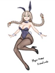 1girls artist_request braid character_request eyebags full_body large_breasts playboy_bunny smile white_background