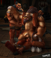 4boys balls black_hair blizzard_entertainment brown_hair bull cum_in_ass erection facial_hair forced_yaoi furrlex gay gay_domination half-erect handjob holding_penis hooves horns male male_only mohawk multiple_males muscle nose_piercing nose_ring open_mouth orc partially_retracted_foreskin precum_drip rape shorts_down sitting_on_penis tauren three_on_one tied_hair tusks warcraft world_of_warcraft yaoi