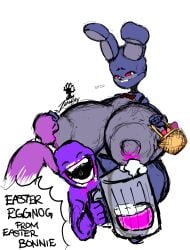 alternate_color alternate_version_available animatronic artist_logo bonnie_(fnaf) breast_milk breast_sucking breastfeeding breasts breasts_bigger_than_head easter easter_bunny female five_nights_at_freddy's fnaf genderswap_(mtf) hourglass_figure huge_ass huge_breasts hyper_breasts lactation michael_afton nonconsensual nude purple_guy_(fnaf) robot robot_girl tagme wide_hips william_afton zommbay