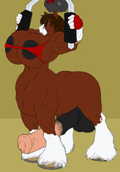 1futa anthro areola balls bottomless breasts cleavage clothing color curvy equine erect_nipples erection futa_only futanari gideon gym horse hyper hyper_balls hyper_breasts hyper_penis intersex large_areolae large_nipples muscles muscular_futanari nipples penis revealing_clothes solo taur torn_clothes what workout