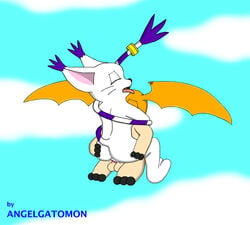 angelgatomon_(artist) ass balls breasts cum cum_inside digimon female fluffy_tail flying gatomon male patamon penetration penis straight tail vaginal_penetration