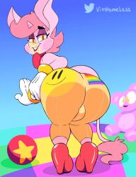 1boy animated ass ass_focus balls big_ass blush_stickers boon_(vimhomeless) bottom_heavy bubble_butt clothing dat_ass eyelashes eyeshadow furry girly gloves heels high_heels horn lipstick looking_at_viewer looking_back makeup male pink_body pink_fur pink_hair purple_eyeshadow red_lipstick smile solo solo_male tail thick_thighs unicorn vimhomeless