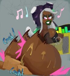 1girls ass assquake big_lips bracelet breasts clothing cobaltbluetea dark-skinned_female dark_skin destruction earthquake female female_only gold_boombox_(prevence) green_lipstick huge_ass lipstick looking_at_own_ass looking_back looking_back_at_self marina_(splatoon) marina_redraw_(prevence) octoling onomatopoeia pink_eyes solo solo_female splatoon splatoon_2 sweat twerking