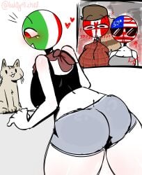 3girls big_ass canada_(countryhumans) countryhumans countryhumans_girl feline kak0yt0_chel mexico_(countryhumans) nosebleed tagme united_states_of_america_(countryhumans)