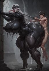 abs age_difference ahe_gao ai_generated alternate_breast_size armpits arms_up ass belly big_ass big_balls big_breasts big_butt black_hair bookingi breasts curvaceous curvy demon demon_girl female ghost ghost_girl giantess gore hair_over_eyes horror horror_(theme) implied_vaginal_penetration latex legs light-skinned_female light_skin long_hair musclegut muscular muscular_female muscular_thighs nun nun's_habit nun_outfit scary seductive size_difference slutty_outfit straight sweat sweatdrop thick_legs thick_thighs tongue_out venus_body voluptuous wide_hips