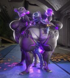 absorption absorption_vore bbw big_ass big_breasts breasts bubble_butt cleavage female fetish huge_ass huge_breasts imminent_absorption mag_(warframe) mesa_(warframe) overweight overweight_female qzk_forte sequence size_difference size_theft tagme thick_thighs warframe wide_hips