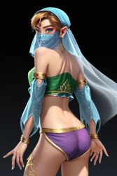 1femboy ai_generated blonde_hair femboy gay gerudo_link gerudo_outfit gerudo_top gerudo_veil link link_(breath_of_the_wild) panties solo submissive_male the_legend_of_zelda