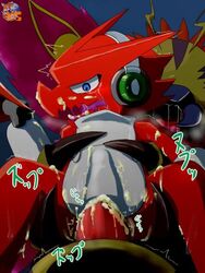 digimon digimon_xros_wars flymon headphones sex shoutmon stomach_bulge