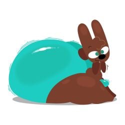 aqua_shorts black_nose breathotter brown_fur brown_tail bulge bulge_through_clothing bunny chocolate_bunny cocoa_the_bunny huge_ass huge_butt hyper_ass hyper_butt hyper_thighs oc original_character rabbit sitting smiling