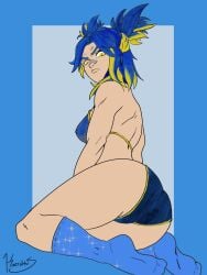 angry ass bluehair breasts female female female_only girly neon_(valorant) shoes thong underwear valorant yellow_eyes