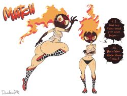 1girls daredemon7000 female female_focus female_only fire fire_girl flame match_(daredemon7000) oc original_character reference_sheet tagme