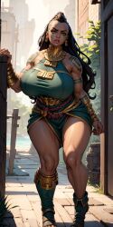 ai_generated big_breasts female human illaoi league_of_legends looking_at_viewer queendom_(artist) video_games yodayo