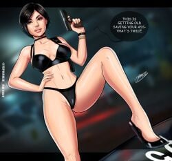 ada_wong asian asian_female athletic athletic_female black_hair brown_eyes busty female female_focus female_only hourglass_figure makeup resident_evil resident_evil_2 resident_evil_2_remake short_hair sparkietheartist tagme wide_hips