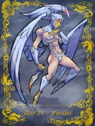 abs absurd_res andromorph animal_humanoid ars_goetia avian avian_feet avian_humanoid bangboodoragon black_claws blue_body blue_feathers blue_hair blue_pubes blue_wings claws cuntboy dagger demon demon_humanoid eyelashes feathered_wings feathers flat_chested focalor_(goetia) genitals glowing glowing_eyes grey_background hair hand_on_chest hi_res holding_dagger holding_melee_weapon holding_object holding_weapon humanoid intersex lesser_key_of_solomon looking_at_viewer melee_weapon navel nude pointy_nose pubes pussy red_eyes short_hair simple_background sky skyscape solo tan_body tan_skin text weapon winged_humanoid wings yellow_body