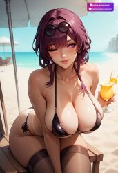 1girls ai_generated artificial_intelligence artist_logo artist_name artist_upload ass beach beach_background beautiful_background bending_over bent_over big_ass big_breasts big_butt big_thighs bikini bikini_strings black_bikini black_string_bikini black_string_panties black_sunglasses black_swimsuit blue_sky blue_water blush blush_lines blushing_at_partner blushing_at_viewer blushing_female blushing_lines bra_tanline breasts brown_stockings chest city_background cocktail content_creator covered_nipples covering_nipples curvy curvy_female curvy_figure day daytime drinking drinking_glass female female_focus female_human female_only hips honkai:_star_rail honkai_(series) huge_breasts kafka_(honkai:_star_rail) large_ass large_breasts large_butt large_hips latex_swimsuit light-skinned_female light_skin lipstick mini_bikini mr_lordprompt neck off_shoulder one_eye_closed one_eye_open open_eyes open_mouth orange_juice parasol patreon_artist patreon_exclusive patreon_logo patreon_reward pixiv pixiv_logo pixiv_username presenting_body presenting_breasts provocative purple_eyes purple_hair red_blush red_lips red_lipstick round_ass round_breasts round_butt round_sunglasses sand sand_dune sea simple_background sitting smile smiling_at_partner smiling_at_viewer solo solo_female solo_human stable_diffusion stockings sun_cream sunglasses sunglasses_on_head sunset swimsuit tan_body tanline teeth thick_ass thick_breasts thick_thighs twitter twitter_link twitter_logo twitter_username two_piece_swimsuit url white_skin white_teeth