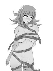 blush breasts completely_nude completely_nude_female danganronpa danganronpa_2:_goodbye_despair female_only large_breasts matraart mole mole_on_breast nanami_chiaki ribbon ribbon_bondage super_danganronpa_2