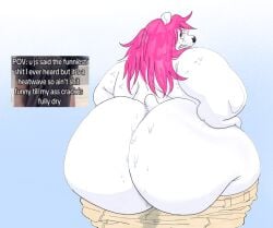 1girls ass big_ass chubby female noelle_(twistcmyk) obese pants_down snackdumpster sweat tagme twistcmyk