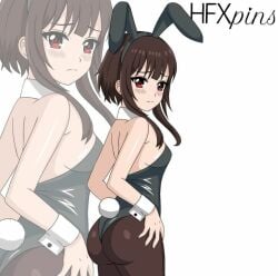 1girls brown_hair bunny_ears bunny_tail bunnysuit cosplay female female_only hfxpins kono_subarashii_sekai_ni_shukufuku_wo! megumin solo