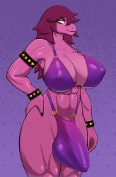 abs absurd_res anthro big_breasts breasts bulge clothing deltarune detailed_bulge ftg_crossgender fti_crossgender genital_outline genitals gynomorph hair hi_res huge_breasts intersex mammal muscular muscular_anthro muscular_gynomorph muscular_intersex nipple_outline onxel penis_outline purple_body reptile scalie simple_background solo susie_(deltarune) thick_thighs undertale_(series)