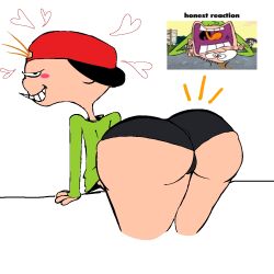 1boy blush clothed confident_smile ed_edd_n_eddy fat_ass kevin_(ed_edd_n_eddy) panties presenting_hindquarters teen_boy